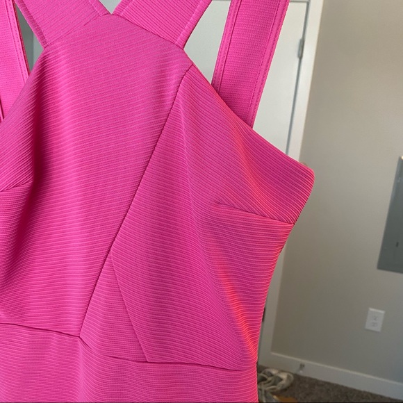 Fuchsia Ribbed Bodycon Mini Dress - Picture 4 of 5